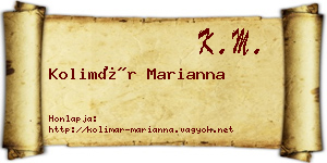 Kolimár Marianna névjegykártya
